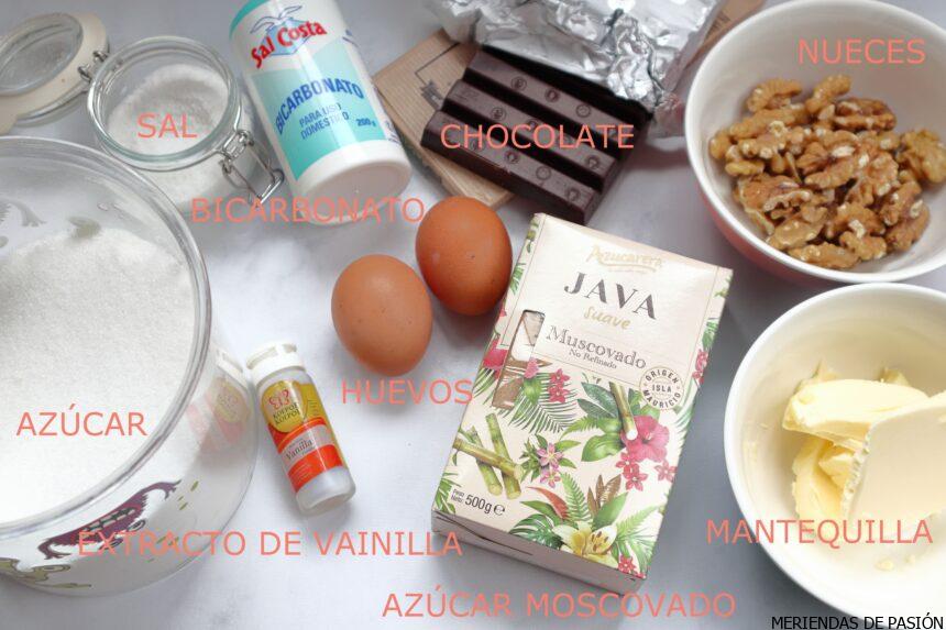 Ingredientes cookies chocolate