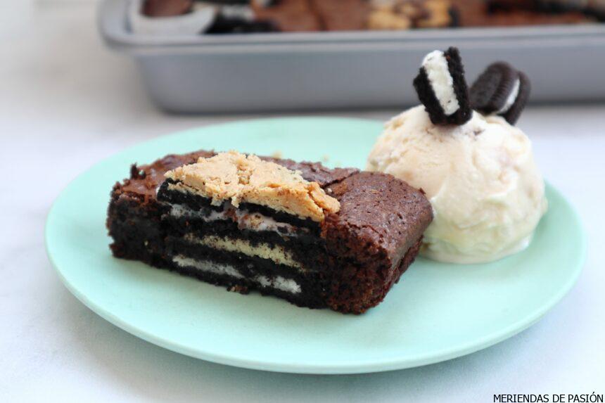 Brownie oreo y crema cacahuete